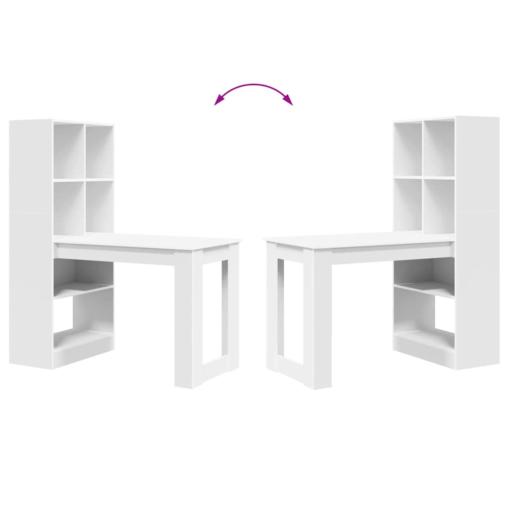 Desk with Shelf White 122 x 67 x 145 cm Engineered Wood